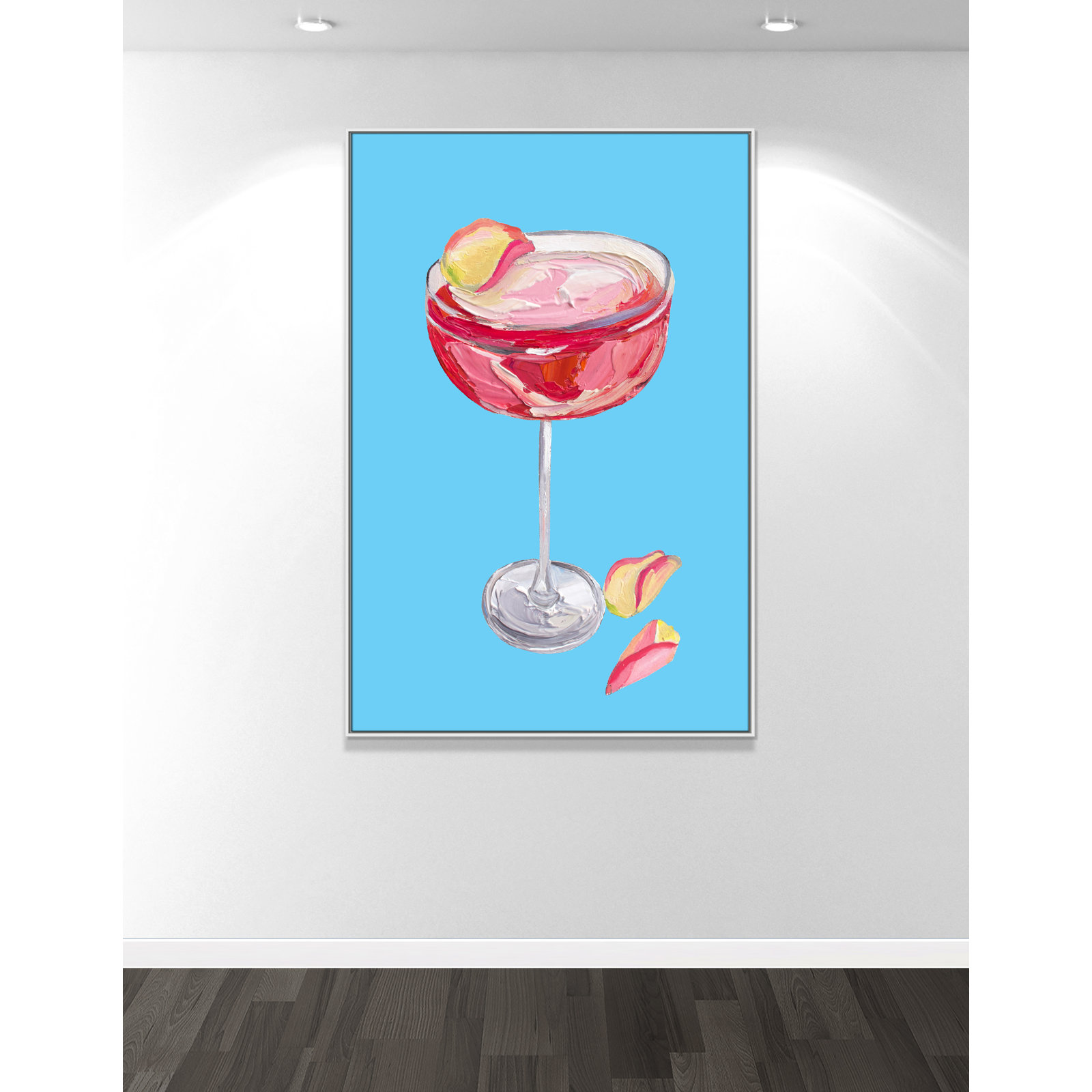 Sparkling Rose Gin Cocktail Print by Straker, 61.5" H x 41.5" W, White Floater
