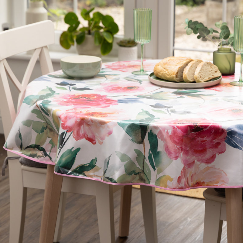 Florals 140cm round Eco Line PVC Free Polyester Tablecloth