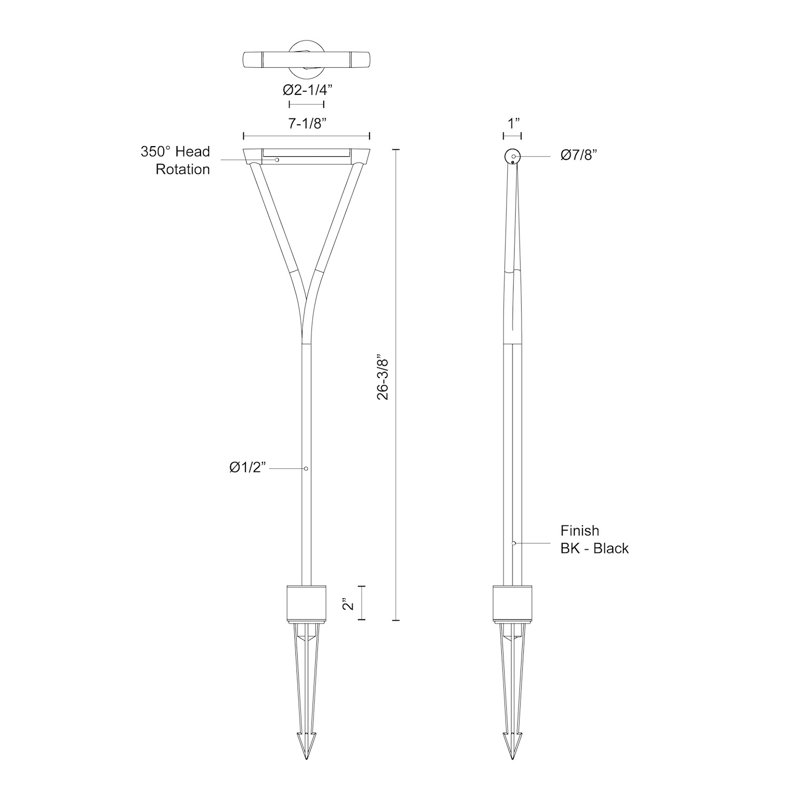 Maro LED Pathway Light, 26.375" H x 7.125" W x 2.25" D