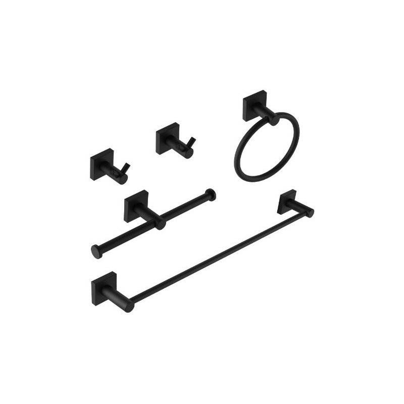 Cairo Matte Black 5 pieces Decorative Bathroom Hardware sets, Matte Black