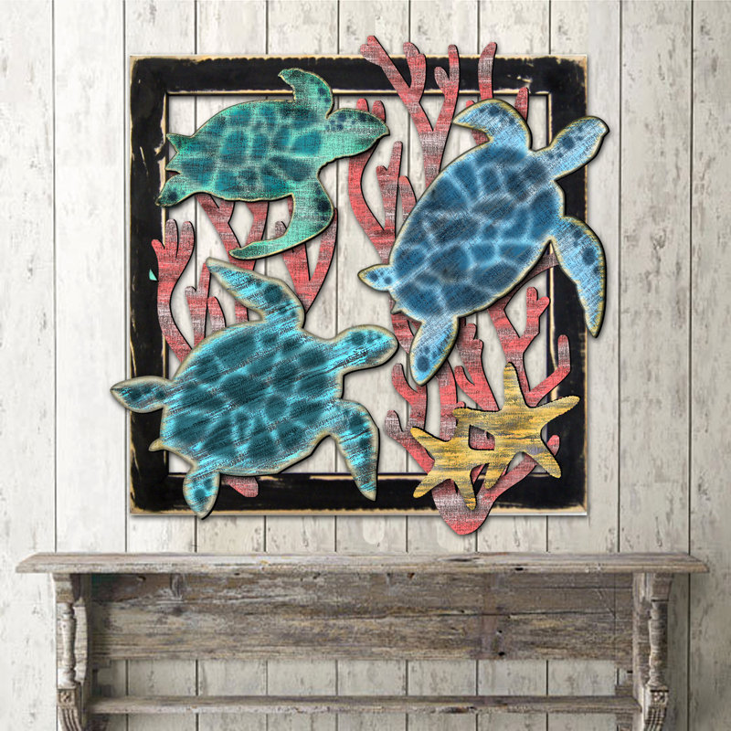 Handmade Coastal Landscape & Nature Wall Decor on Wood, 19.5" H x 20" W x 1" D