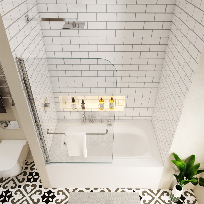 Bath Tub Pivot Shower Screen, Silver