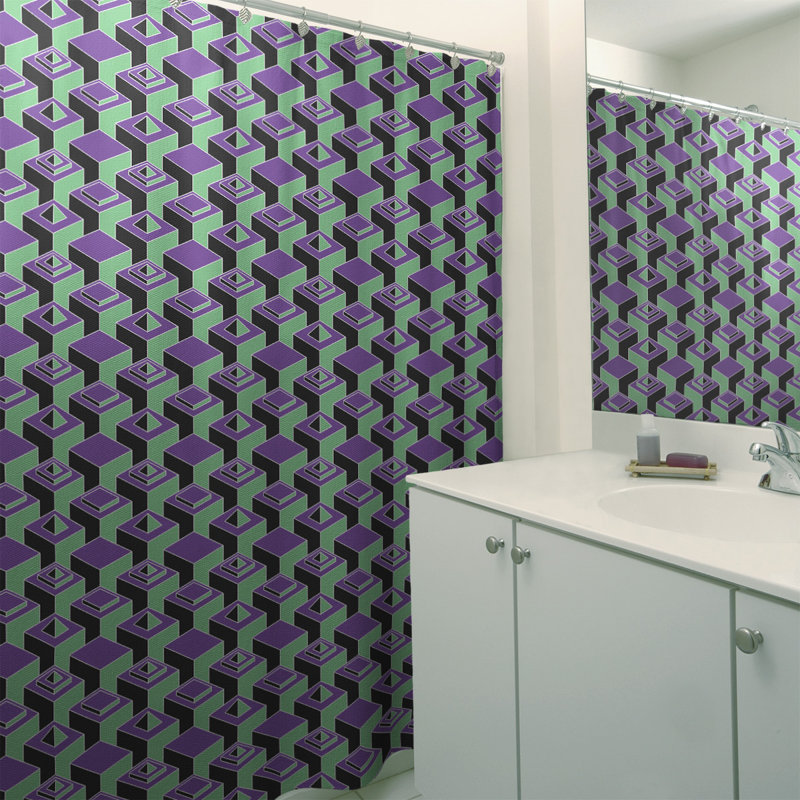 Rideau de douche simple Classic Skyscrapers, Mauve / Vert