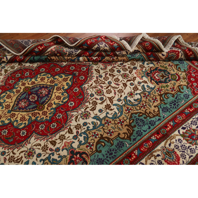 Tapis rétro de style persan Tabriz noué à la main 8 x 11