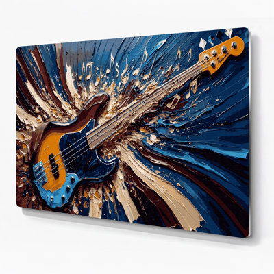 Music Bass Guitar Purple Metal Wall Art