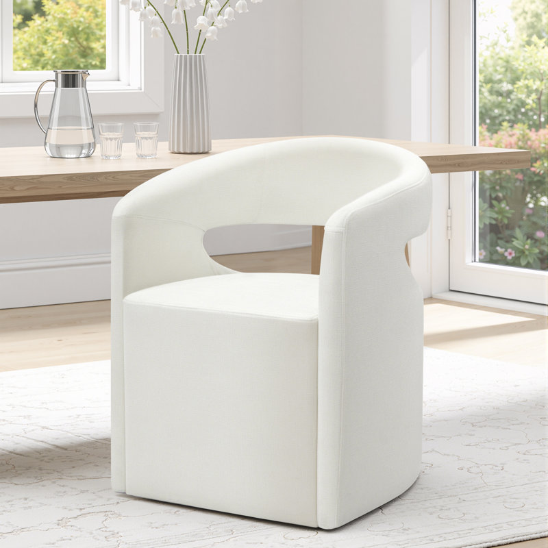 Chaise rembourrée avec roulettes cachées, Blanc