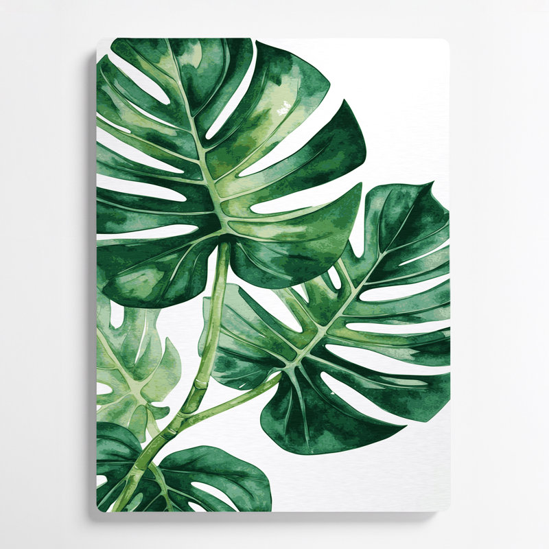 Aquarelle botanique 40, art mural vert en métal