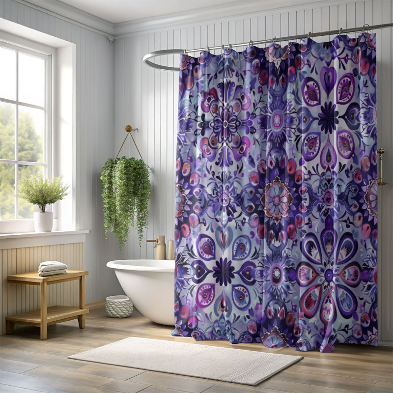 Motif bohémien - Rideau de douche Premium, H 74 po x l 71 po