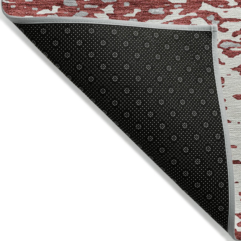 Tapis d'intérieur lavable abstrait bourgogne et ivoire 5 pi x 8 pi