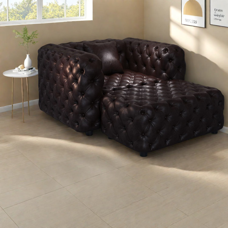 Canapé modulaire à compression en similicuir de 48 pouces pour la maison