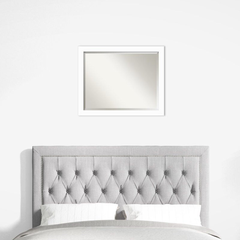Jimma Wood Wall Mirror, White, 23.5" x 23.5"