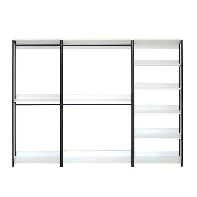Fiona 111 In. W White Freestanding 3 Tower System 7 -Shelf Walk In Wood Closet System With Metal Frame, White
