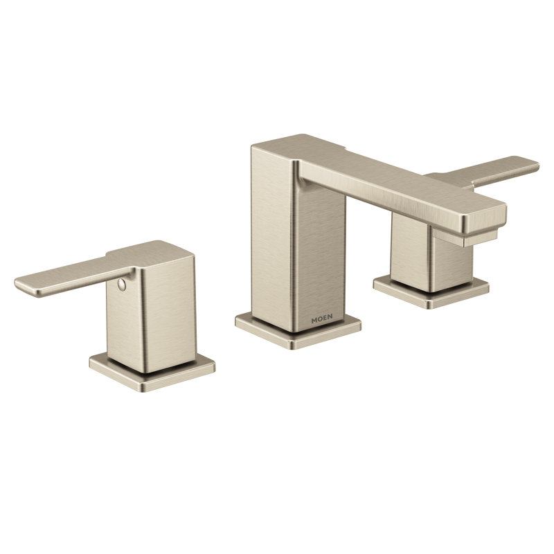 90 Degree Widespread Bathroom Faucet with Drain Assembly, Brushed Nickel