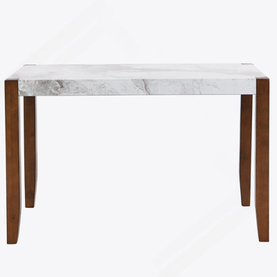 46.5" Modern Dining Table, Rectangular Faux Marble Style Table With Sturdy Wood Legs, Easy To Clean Rectangular Kitchen Table For Dining Room, Living
