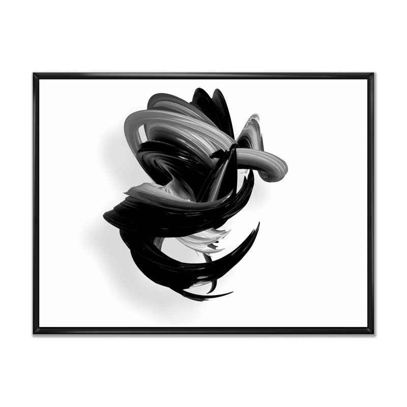 Noir et blanc torsadé, reproduction d'art sur toile, H 24 po x l 36 po x P 1 po, Cadre flottant noir