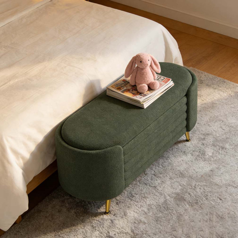 Banc de rangement rembourré Modern, Vert