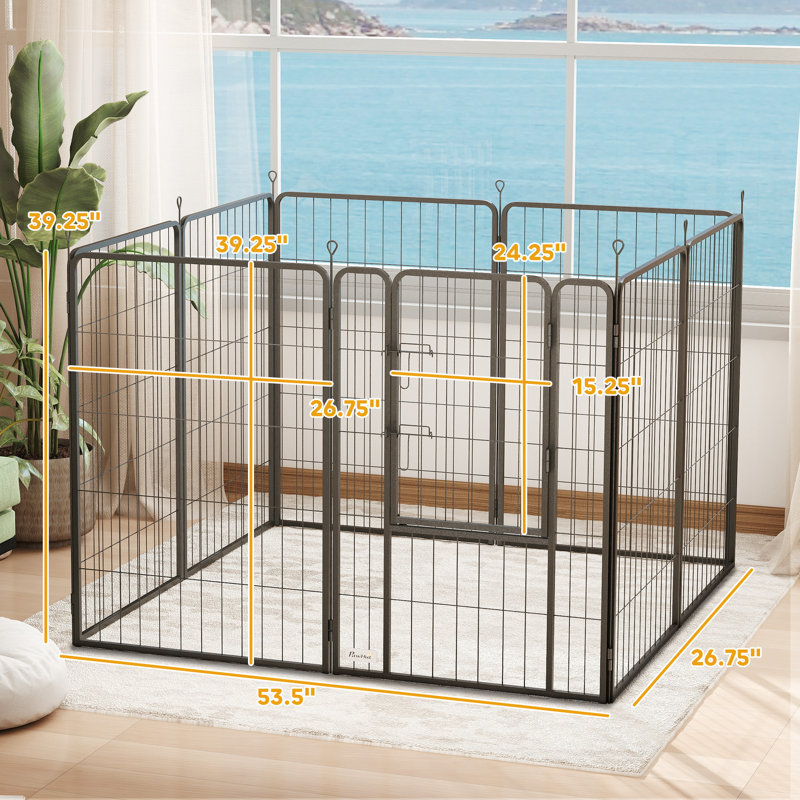 8-panel Metal Dog Exercise Pen (39") - Suitable For Medium & Large Dogs
