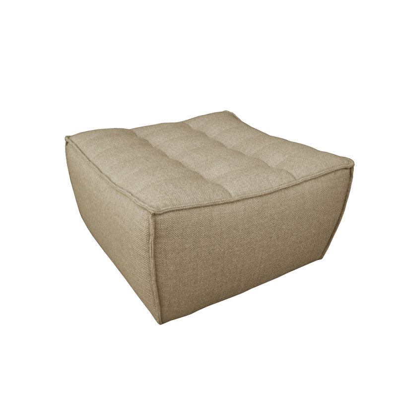 N701 Square Ottoman, Beige Polyester Blend
