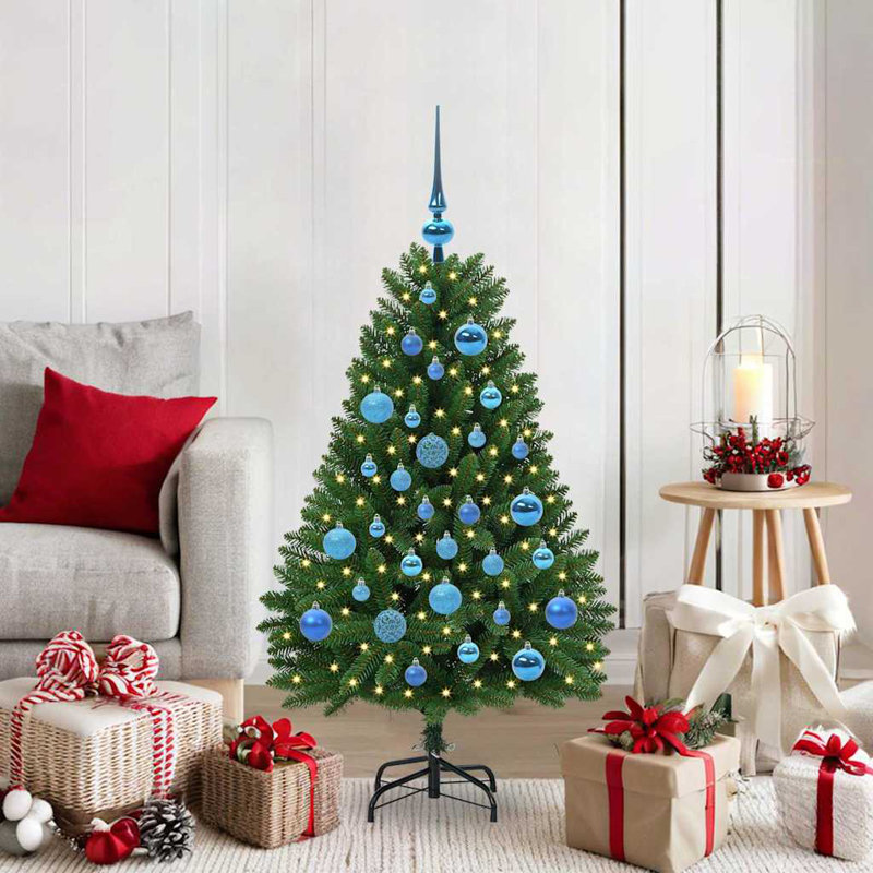 Artificial Christmas Tree with Stand Green PVC and Metal, 3.94 ft