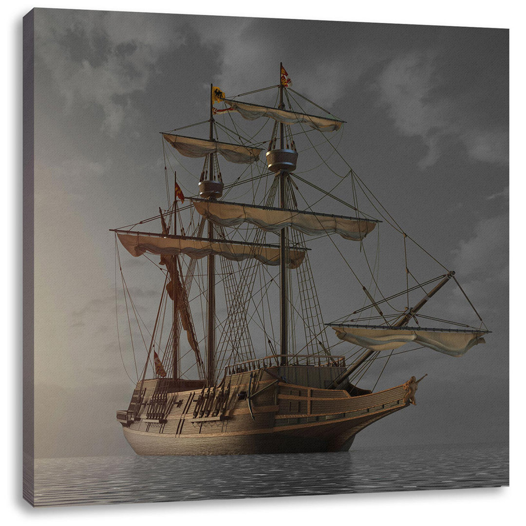 Leinwandbild Large Sunset Sailing Ship