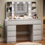 Meuble-lavabo moderne 44,9 po avec miroir lumineux, station de charge intégrée, 9 tiroirs et tablettes réglables-1660332874