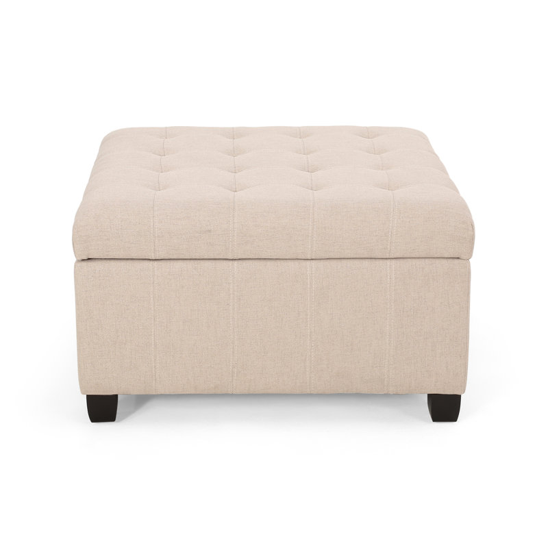 For Any Room - Fabric Covering, Birch Legs Dark Brown, Storage, 30.97X30.97X18.88 In, Wheat With Brown Smooth Upholstery, Lid, 31X31x18.6, Color Storage