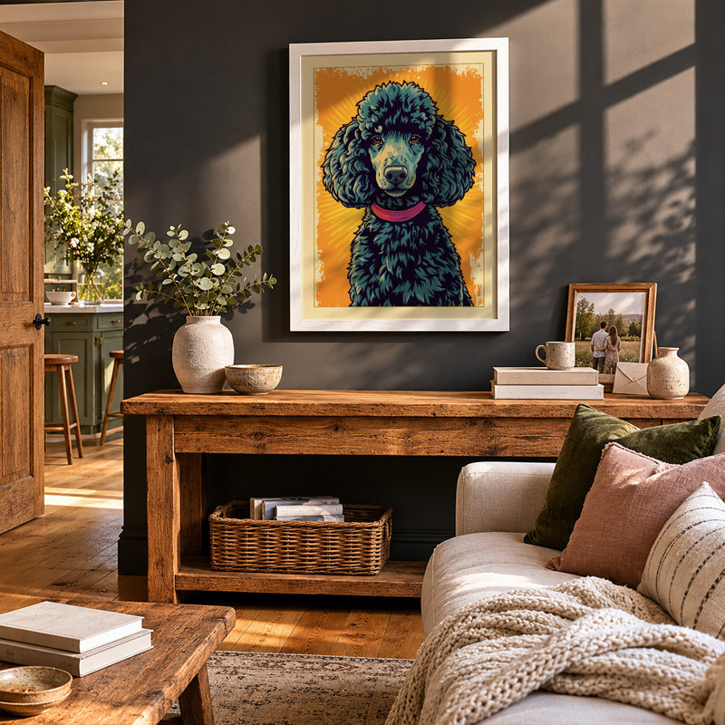 Poodle Portrait Modern - Framed Print, A4 - 29.7 x 21.0 cm, White