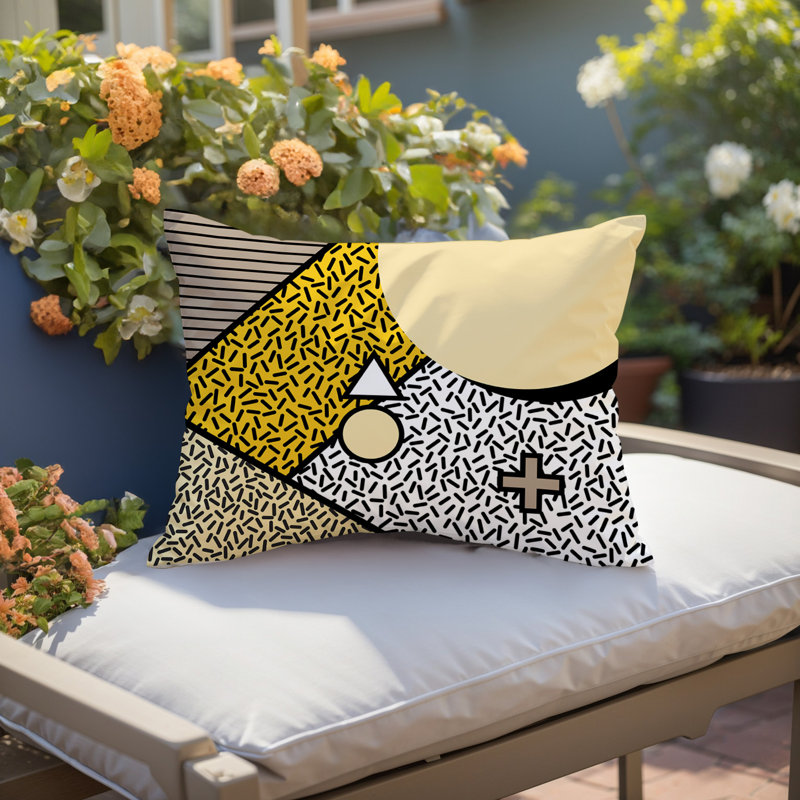 Coussin lombaire réversible intérieur / extérieur Zestra, Rectangle H 18 po x l 25 po, Jaune