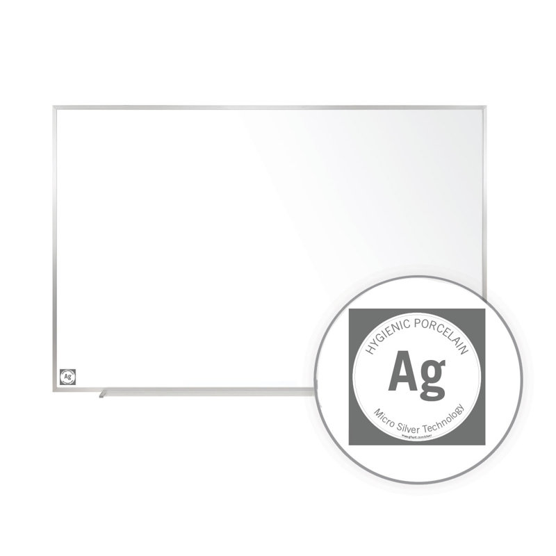 Tableau blanc magnétique en porcelaine hygiénique avec cadre en aluminium Ghent, 48 po x 72 po