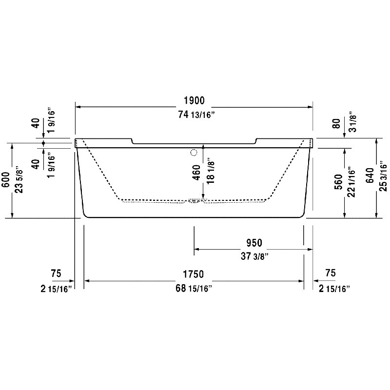 Starck 75" x 35" Freestanding Soaking Bathtub