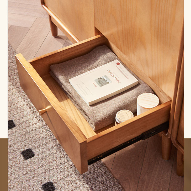 Armoire de rangement en bois à deux portes avec tiroirs
