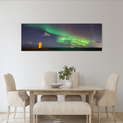 Northern Lights Lighthouse Colorful Dramatic Ethereal Coastal Landscape Wall Art