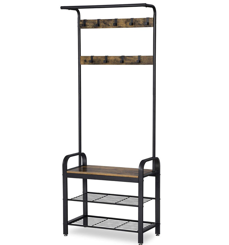 Hat and Coat Hallway Unit, Rustic Brown/Black
