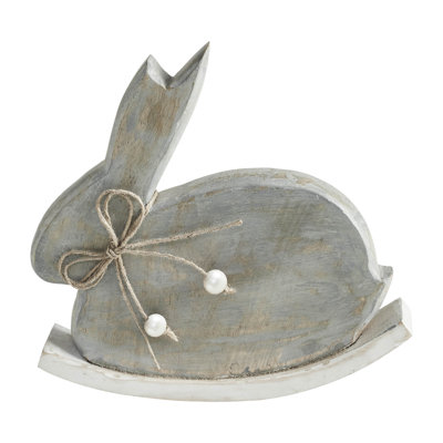 Bunny Hop Wooden Bunny w/ Pearl Beads & Rocker Base