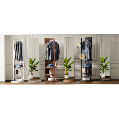 Full-Length Mirror Solid Wood + Rubber Wood + Glass, 65.7*17.7In(Mirror Width:13.7In) Large Mirror For Viewing The Whole Body, Easy To Dress And Tidy Up And Place In The Bedroom/Living Room (Black)