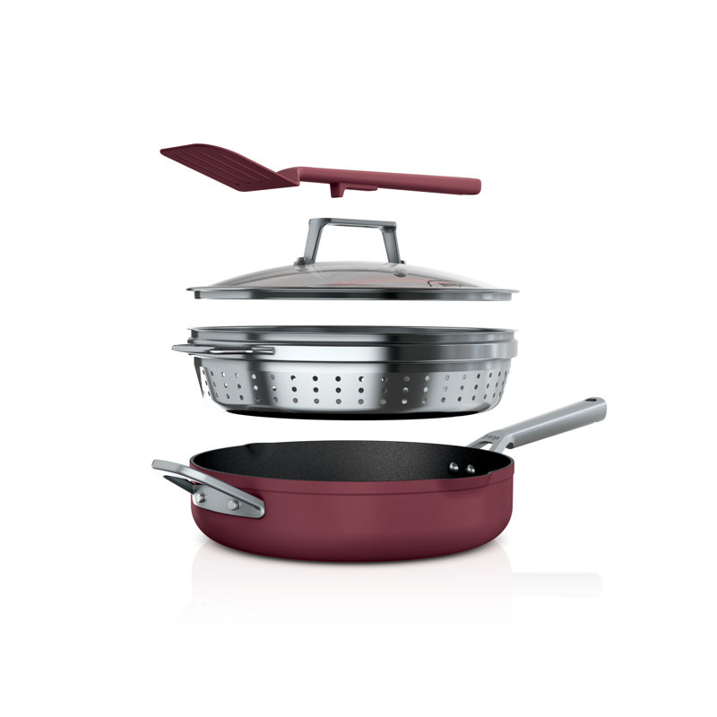 Cherry Tart Non-Stick Aluminum Frying Pan with Steamer Basket
