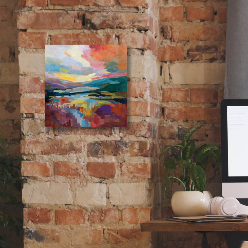  «Crimson Sky» par Silvia Vassileva, art mural sur toile, 12 po x 12 po
