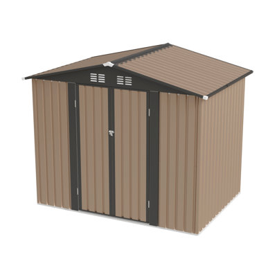 8FT X 6FT Garden Shed With Apex Roof For Patio Backyard Use Galvanized Steel Metal Sheds Storage House