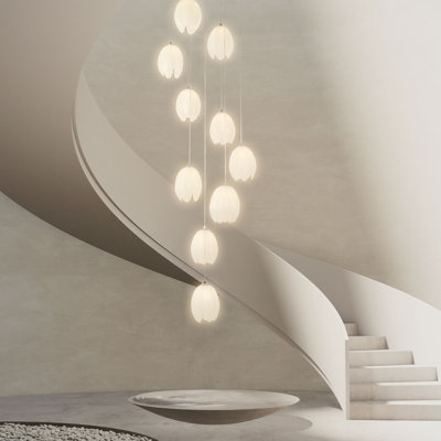 Joso 10 - Light Cluster Chandelier LED Long High Ceiling Pendant for Stairs