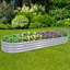Lit de jardin surélevé 12 x 2 x 1 pi, lit de jardin surélevé galvanisé - Boîte à fleurs ovale en métal pour légumes, fleurs, herbes et fruits