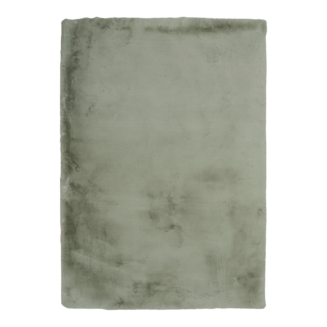 Jalissia Faux Rabbit Fur Hand Tufted Solid Color Rug Everly Quinn Rug 