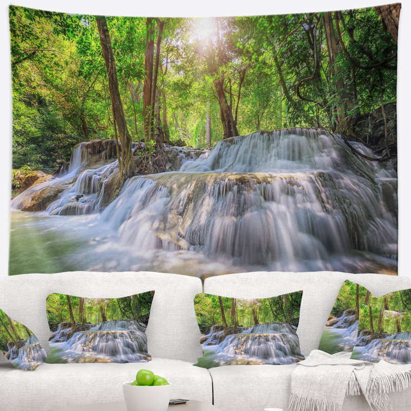 Photographie kanchanaburi cascade tapisserie, H 32 po x l 39 po