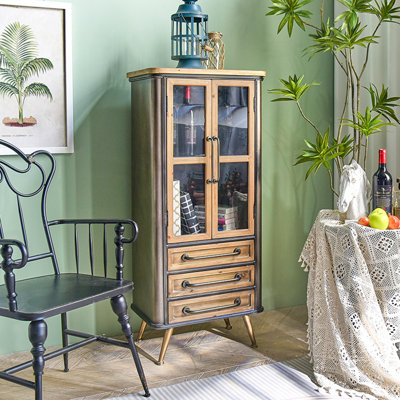 Accent Vintage Sideboard Cabinet with Glass Door