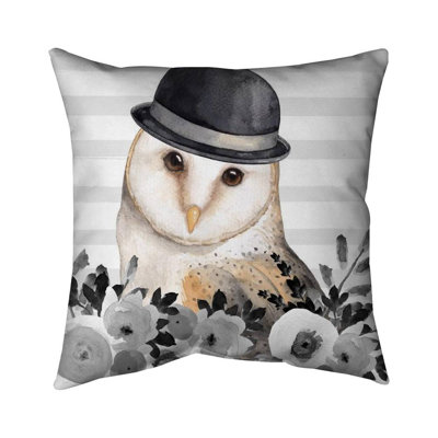 Owl detective - 26"x26" Throw pillow - Poly twill - Print on demand