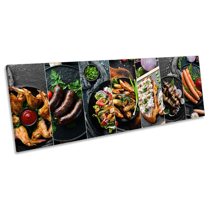 Food Dishes Kitchen Collage - Wrapped Canvas Panoramic Print, 30.48cm H x 91.44cm W x 2cm D