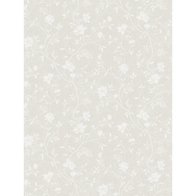 Spring Blossom Magnolia Floral Vine 33' L x 21" W Wallpaper Roll, Cream