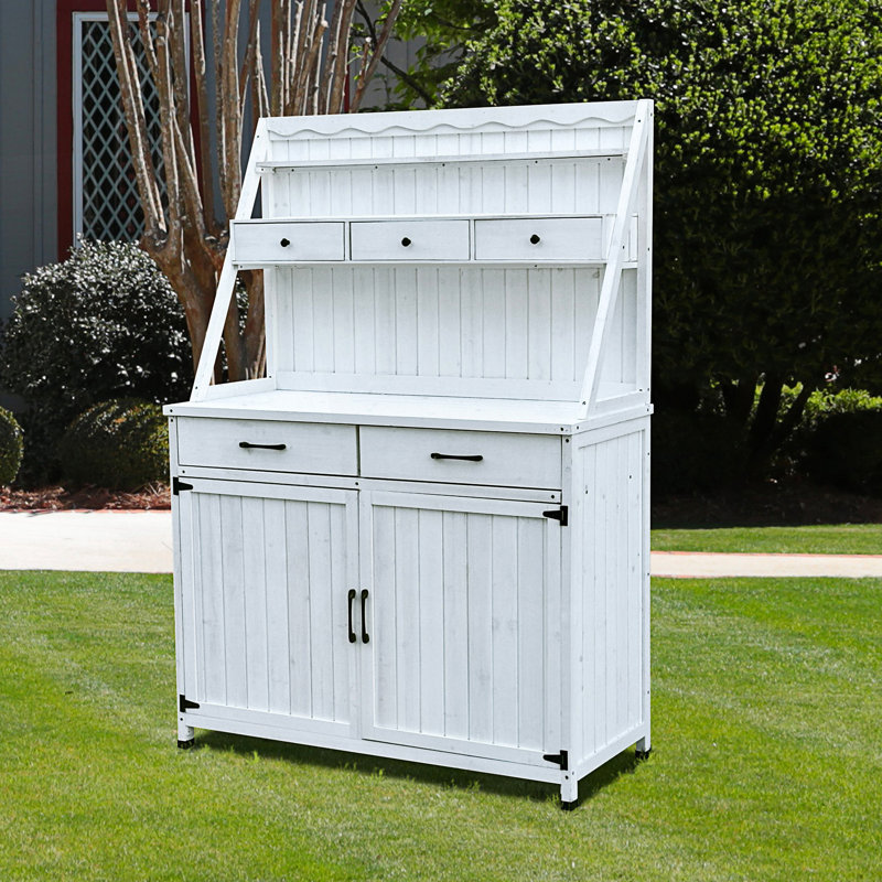 Armoire décorative, table de rempotage d'extérieur, armoire à outils