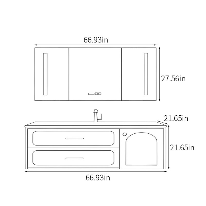 Simple exquisite bathroom cabinet, Beige, 66.93"