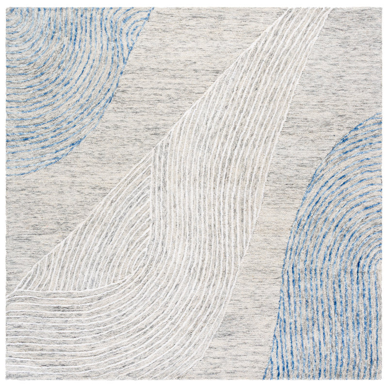 Pine Hand Tufted Wool;Cotton Abstract Rug, Square 6'