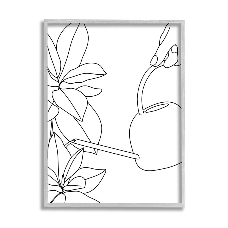 Arrosoir et fleurs printanières - Dessin, H 30 po x l 24 po, Estampe numérique Farmhouse